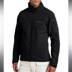 Marmot Black Softshell Jacket Men’s XL Full Zip Fleece Lined Outdoor Coat